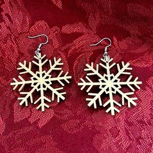 Wooden Snowflake Earrings